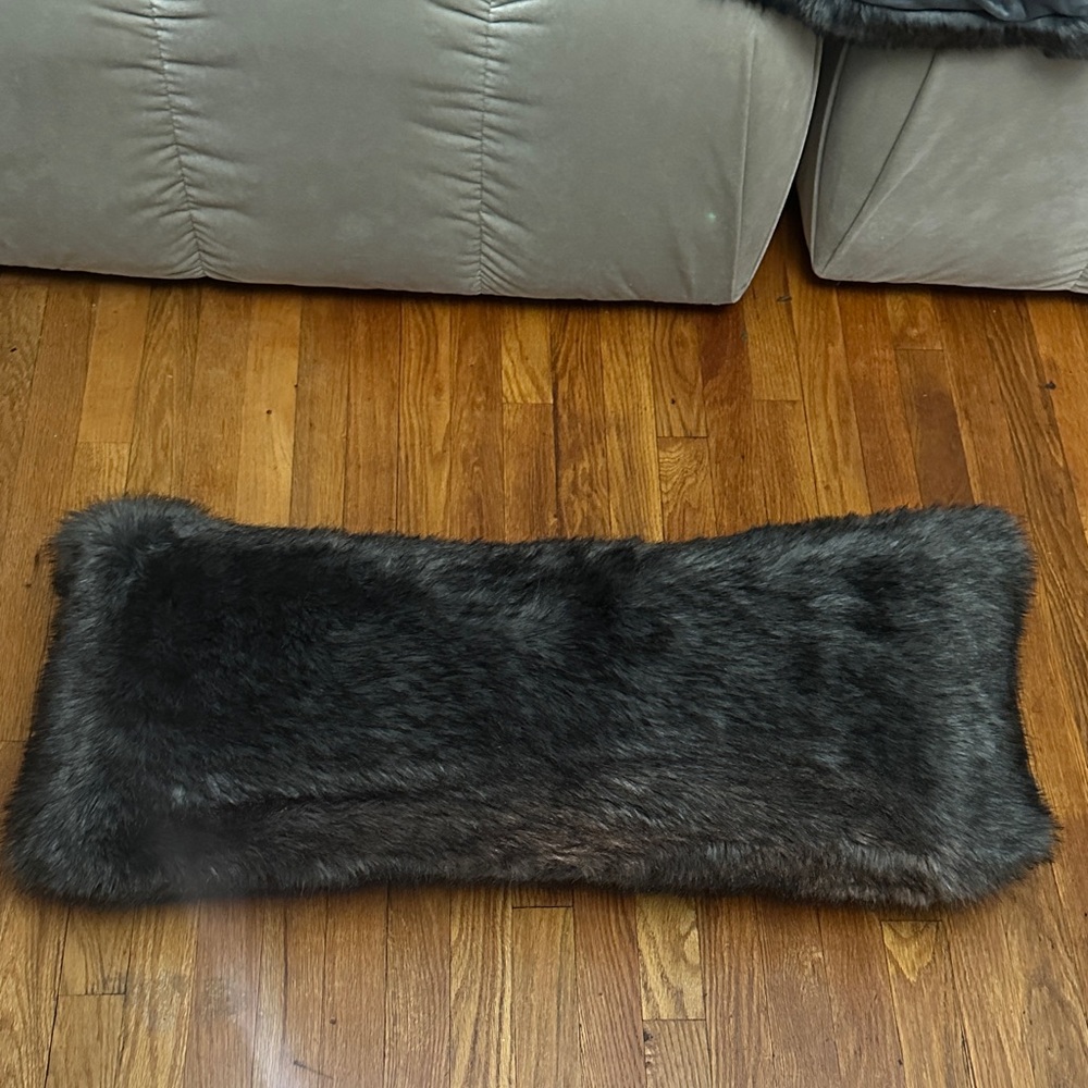 Restoration Hardware Dark Gray Faux Fur Accent Pillow